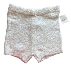 Forever 21 White Y2K Fuzzy Coquette Knit Festival Shorts Womens Junior Size L